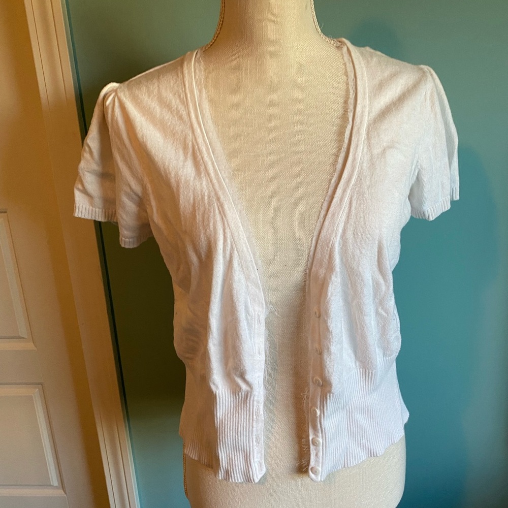 White Short-Sleeved Cardigan